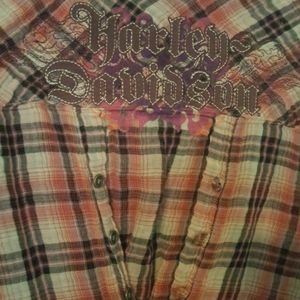 Harley-Davidson pink plaid shirt